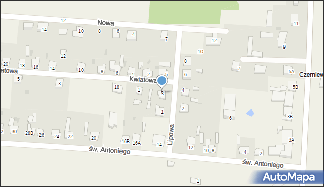 Czerniewice, Lipowa, 3, mapa Czerniewice