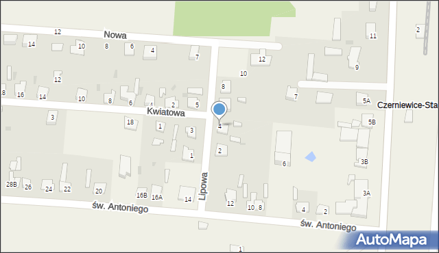 Czerniewice, Lipowa, 4, mapa Czerniewice