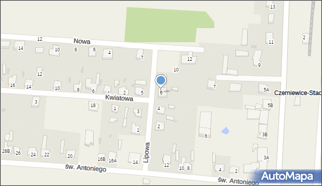 Czerniewice, Lipowa, 6, mapa Czerniewice