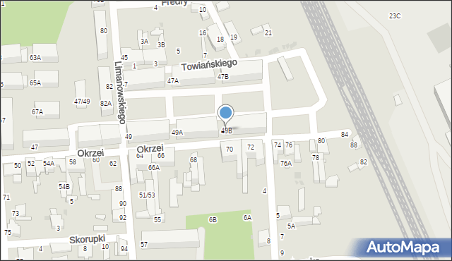 Częstochowa, Limanowskiego Bolesława, 49B, mapa Częstochowy