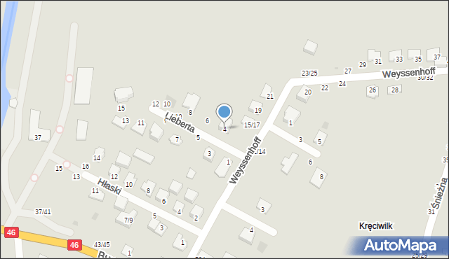 Częstochowa, Lieberta Jerzego, 4, mapa Częstochowy