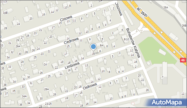 Częstochowa, Limbowa, 10, mapa Częstochowy