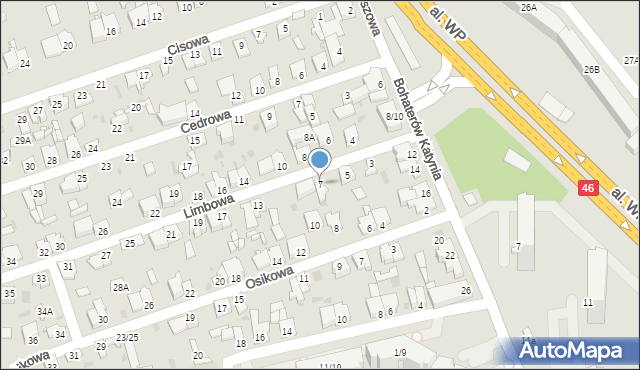 Częstochowa, Limbowa, 7, mapa Częstochowy