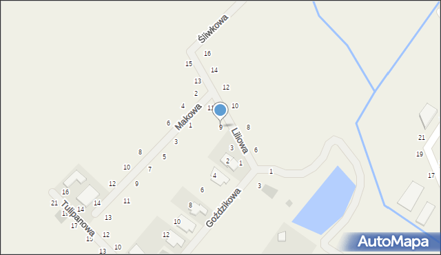 Dąbrowa, Liliowa, 9, mapa Dąbrowa