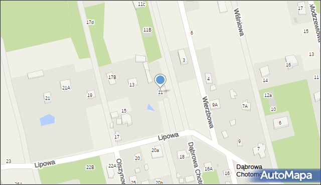 Dąbrowa Chotomowska, Lipowa, 11, mapa Dąbrowa Chotomowska