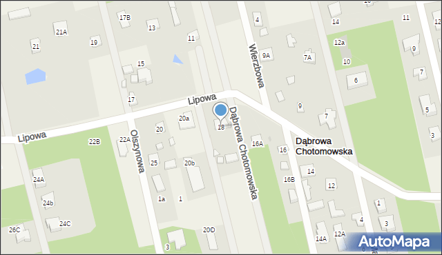 Dąbrowa Chotomowska, Lipowa, 18, mapa Dąbrowa Chotomowska