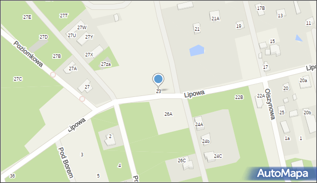 Dąbrowa Chotomowska, Lipowa, 23, mapa Dąbrowa Chotomowska