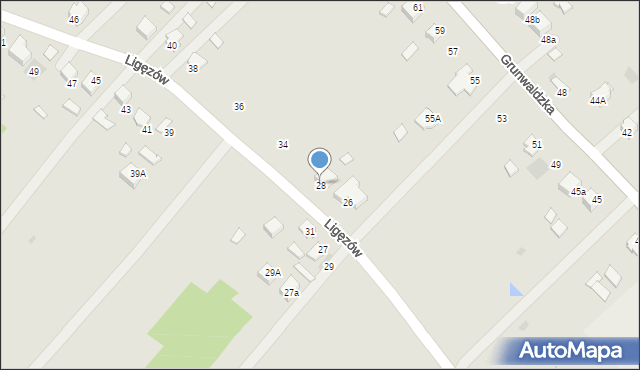 Dąbrowa Tarnowska, Ligęzów, 28, mapa Dąbrowa Tarnowska