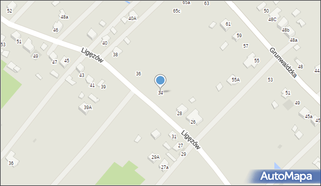 Dąbrowa Tarnowska, Ligęzów, 34, mapa Dąbrowa Tarnowska