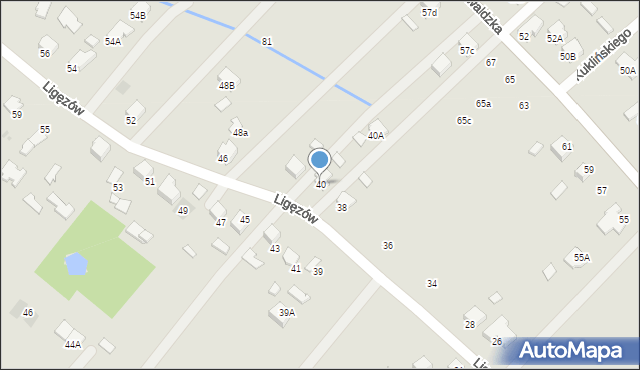 Dąbrowa Tarnowska, Ligęzów, 40, mapa Dąbrowa Tarnowska