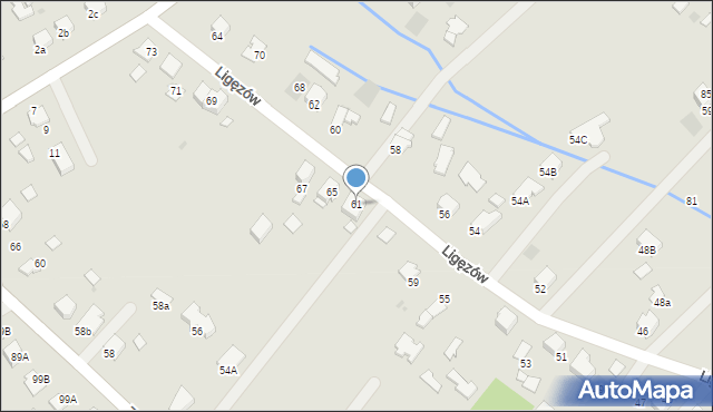 Dąbrowa Tarnowska, Ligęzów, 61, mapa Dąbrowa Tarnowska