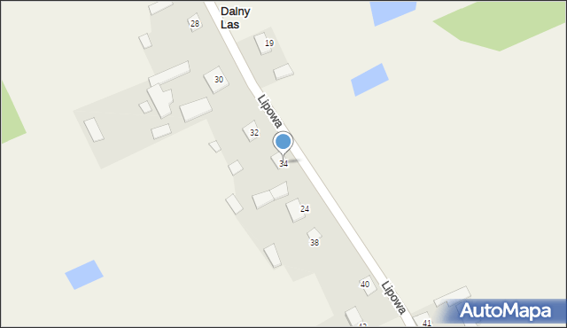 Dalny Las, Lipowa, 34, mapa Dalny Las