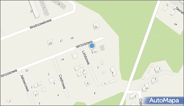 Dębina, Limbowa, 1, mapa Dębina