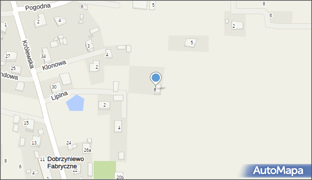 Dobrzyniewo Fabryczne, Lipina, 9, mapa Dobrzyniewo Fabryczne