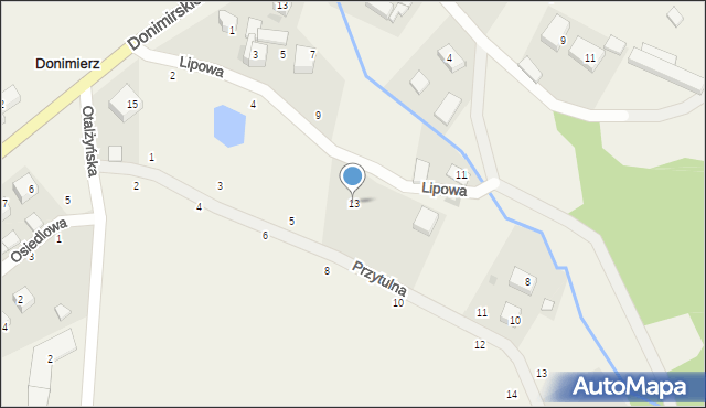 Donimierz, Lipowa, 13, mapa Donimierz