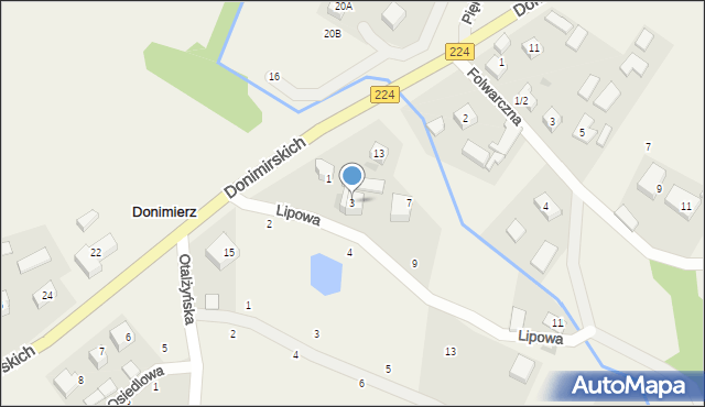 Donimierz, Lipowa, 3, mapa Donimierz