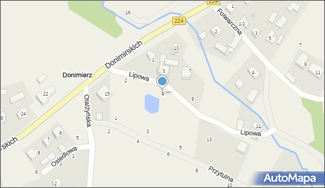 Donimierz, Lipowa, 4, mapa Donimierz