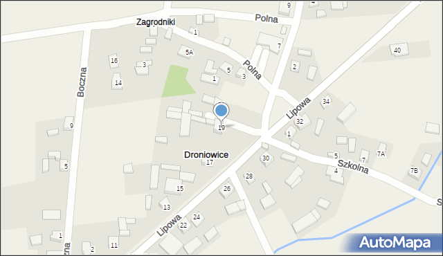 Droniowice, Lipowa, 19, mapa Droniowice