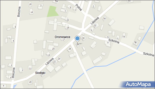 Droniowice, Lipowa, 28, mapa Droniowice