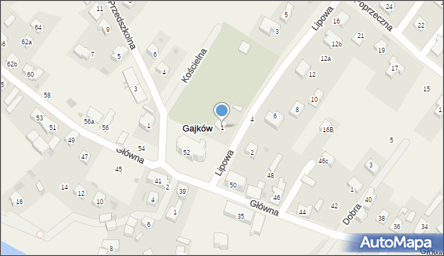 Gajków, Lipowa, 1, mapa Gajków