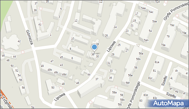 Gdynia, Lipowa, 34, mapa Gdyni
