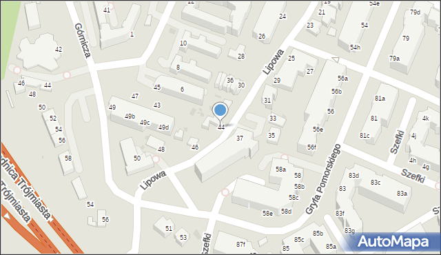Gdynia, Lipowa, 44, mapa Gdyni