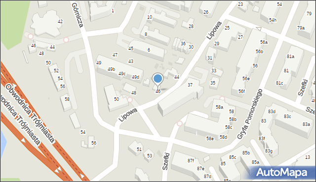 Gdynia, Lipowa, 46, mapa Gdyni