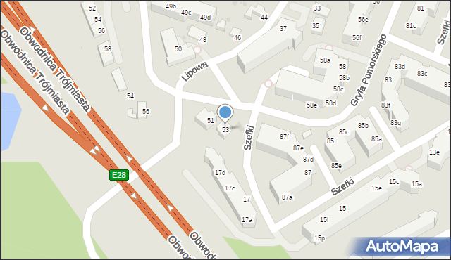 Gdynia, Lipowa, 53, mapa Gdyni