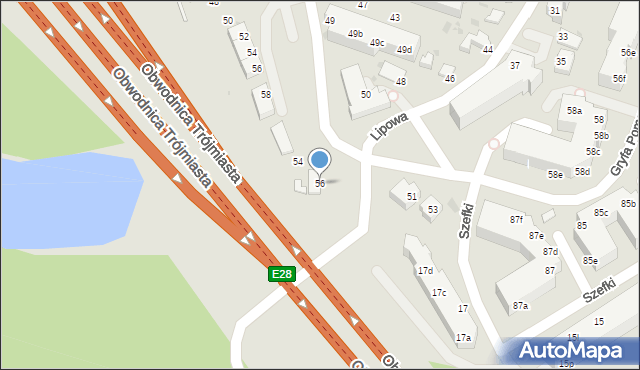 Gdynia, Lipowa, 56, mapa Gdyni