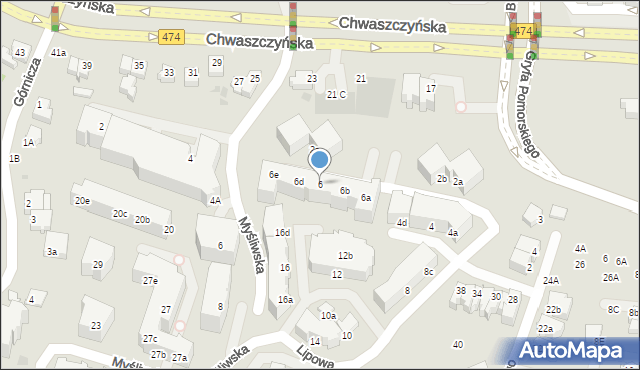 Gdynia, Lipowa, 6, mapa Gdyni