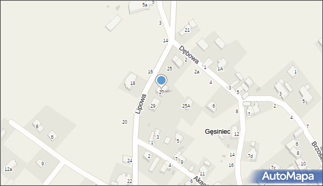 Gęsiniec, Lipowa, 27, mapa Gęsiniec