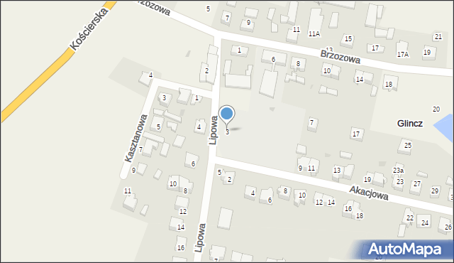 Glincz, Lipowa, 3, mapa Glincz