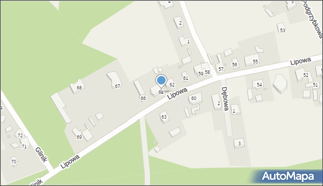Glinik, Lipowa, 64, mapa Glinik