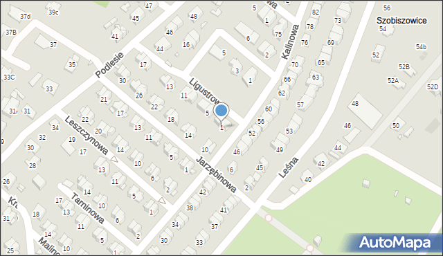 Gliwice, Ligustrowa, 1, mapa Gliwic