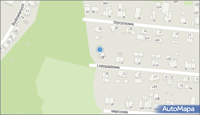 Głogów, Listopadowa, 28, mapa Głogów