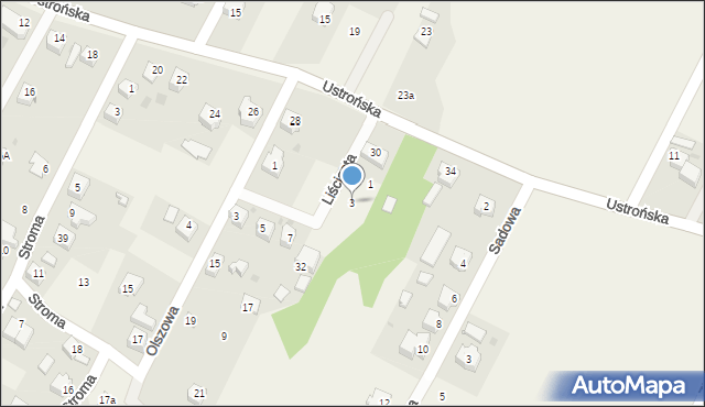 Goleszów, Liściasta, 3, mapa Goleszów