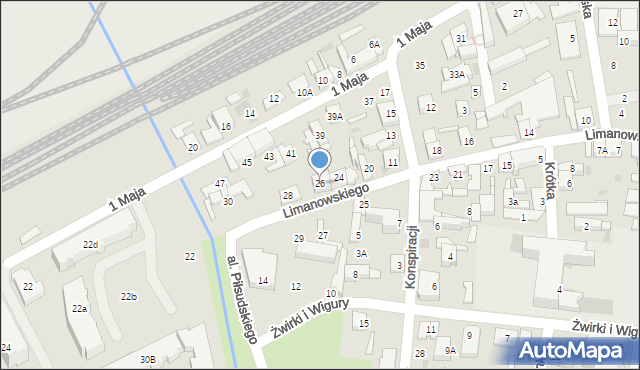 Grodzisk Mazowiecki, Limanowskiego Bolesława, 26, mapa Grodzisk Mazowiecki