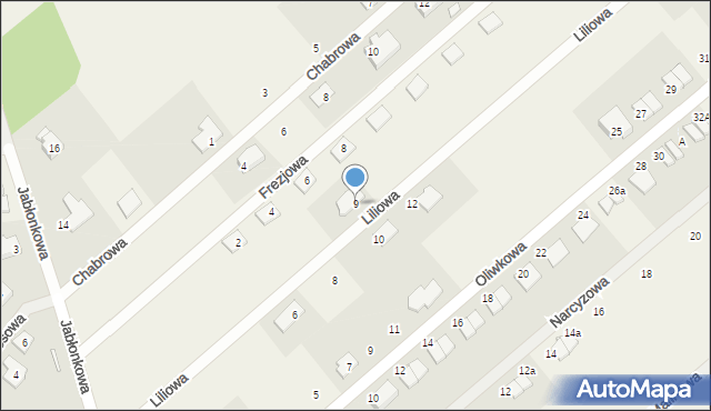 Grzędzice, Liliowa, 9, mapa Grzędzice