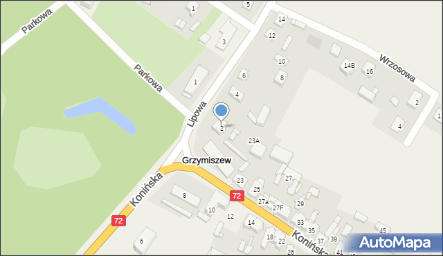 Grzymiszew, Lipowa, 2, mapa Grzymiszew