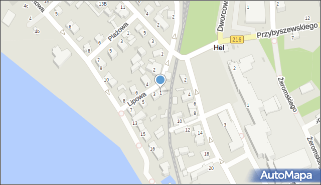 Hel, Lipowa, 1, mapa Hel