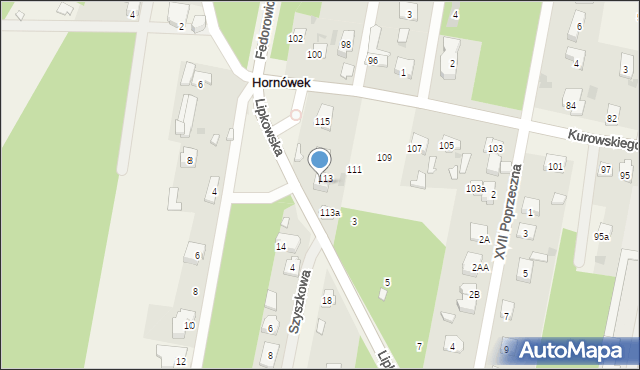 Hornówek, Lipkowska, 113, mapa Hornówek