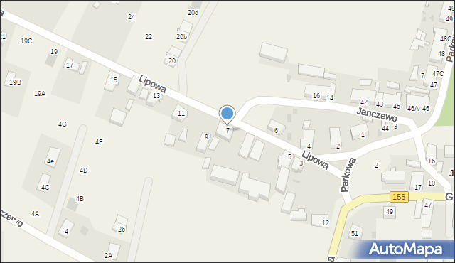 Janczewo, Lipowa, 7, mapa Janczewo