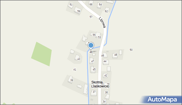 Jaśkowice, Lipowa, 49, mapa Jaśkowice