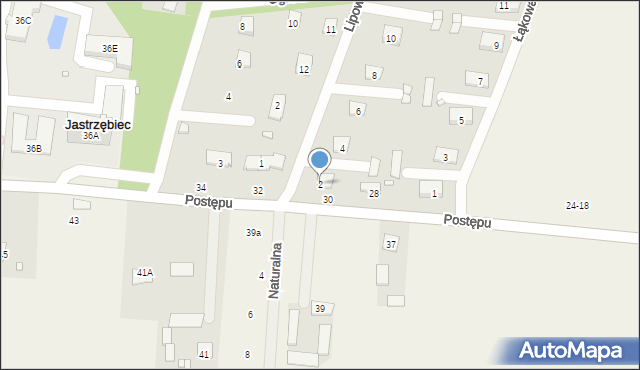 Jastrzębiec, Lipowa, 2, mapa Jastrzębiec