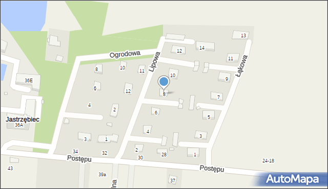 Jastrzębiec, Lipowa, 8, mapa Jastrzębiec