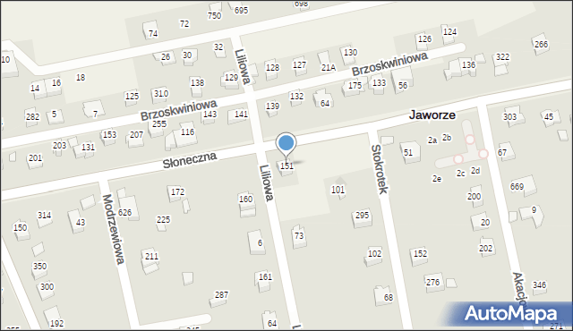 Jaworze, Liliowa, 151, mapa Jaworze