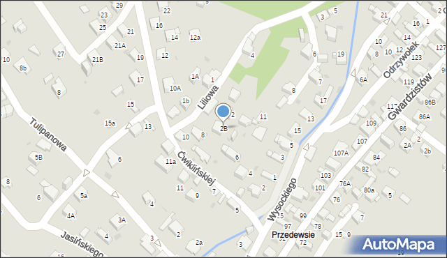Jaworzno, Liliowa, 2B, mapa Jaworzno