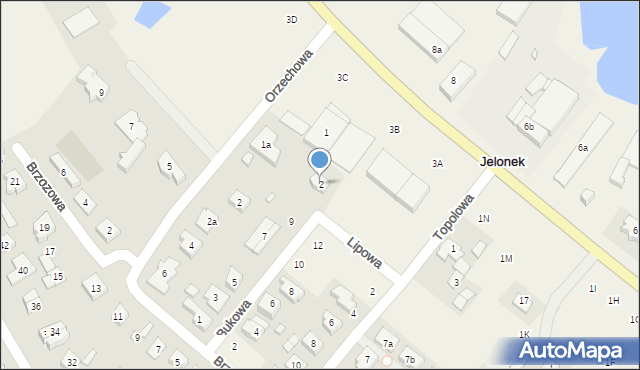 Jelonek, Lipowa, 2, mapa Jelonek