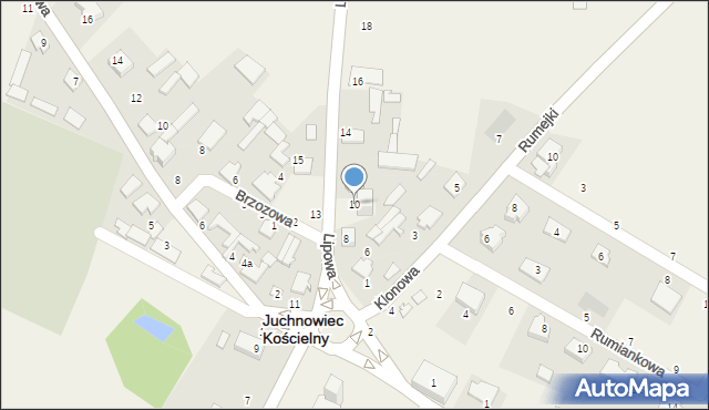 Juchnowiec Kościelny, Lipowa, 10, mapa Juchnowiec Kościelny