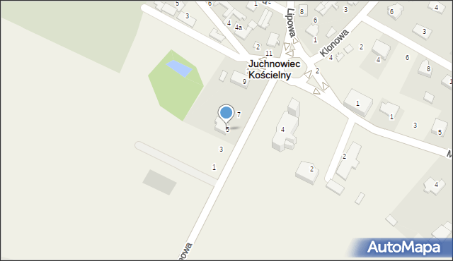 Juchnowiec Kościelny, Lipowa, 5, mapa Juchnowiec Kościelny